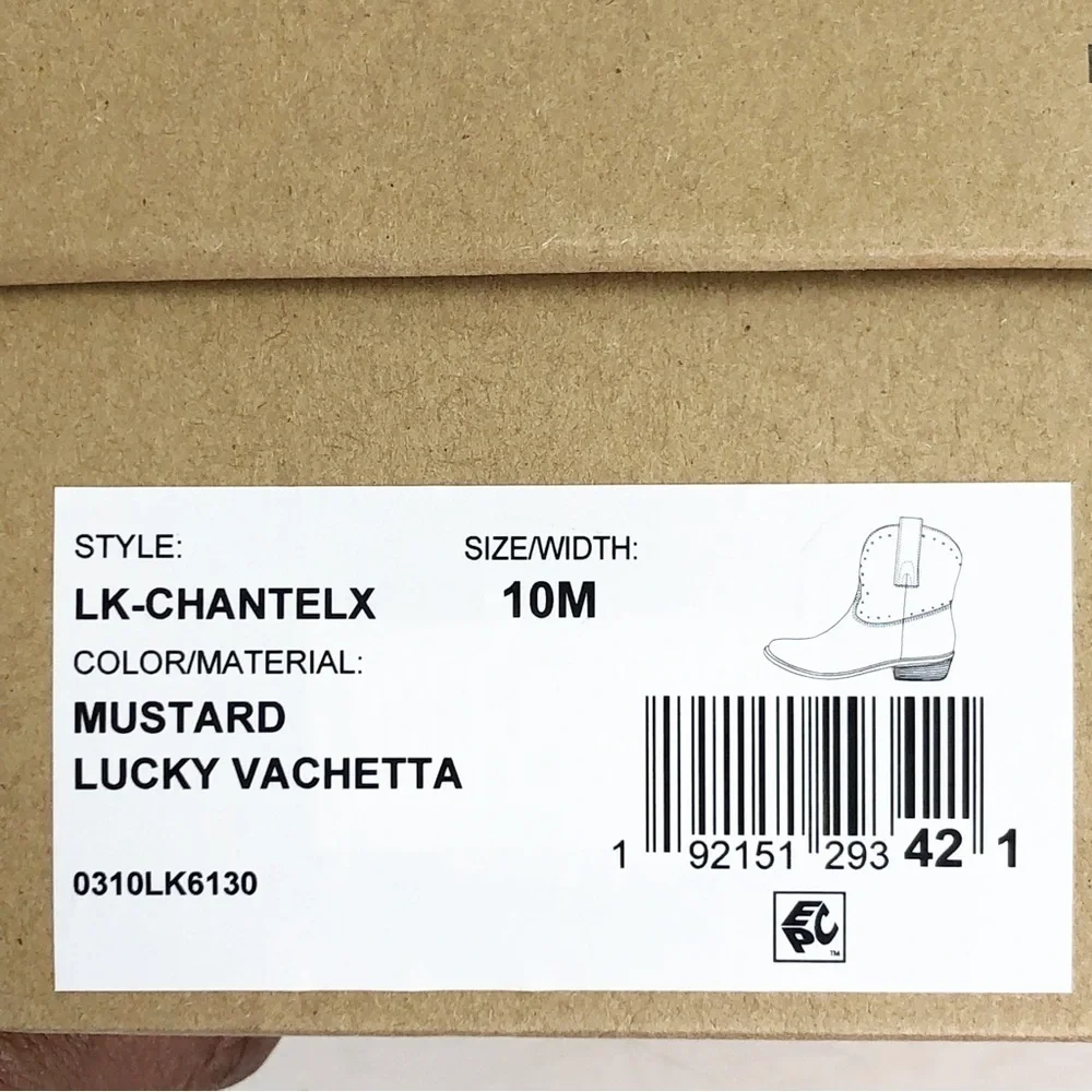 Lucky brand mustard Lucky Vachetta leather western ankle boots